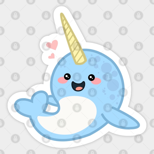 Kawaii Narwhal Sticker by Megan Noble